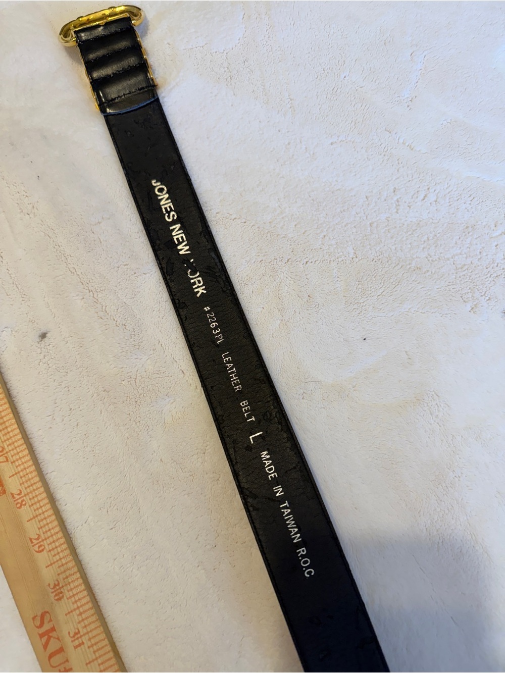Jones New York Black Leather Logo-Stamped Belt - Picture 7 of 8